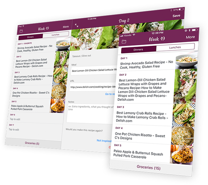Weekly Chefs - Weekly meal planner, recipes aggregator & groceries lists for buddies